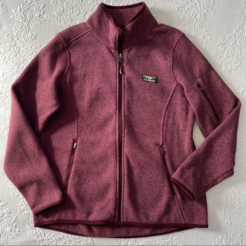 L.L.Bean Zip Up Maroon Fleece
